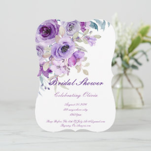 pretty lilac purple bridal shower invitation