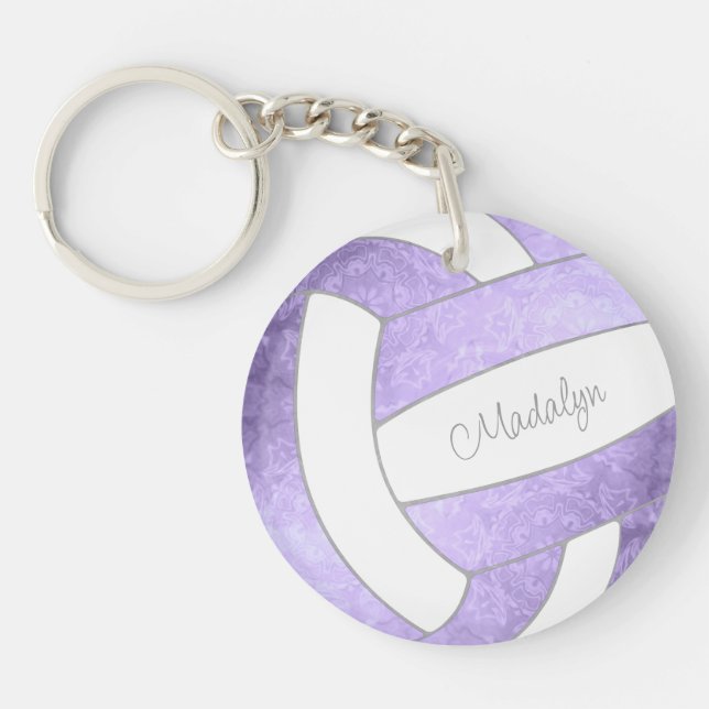 pretty lilac purple keepsake volleyball keychain (Front)