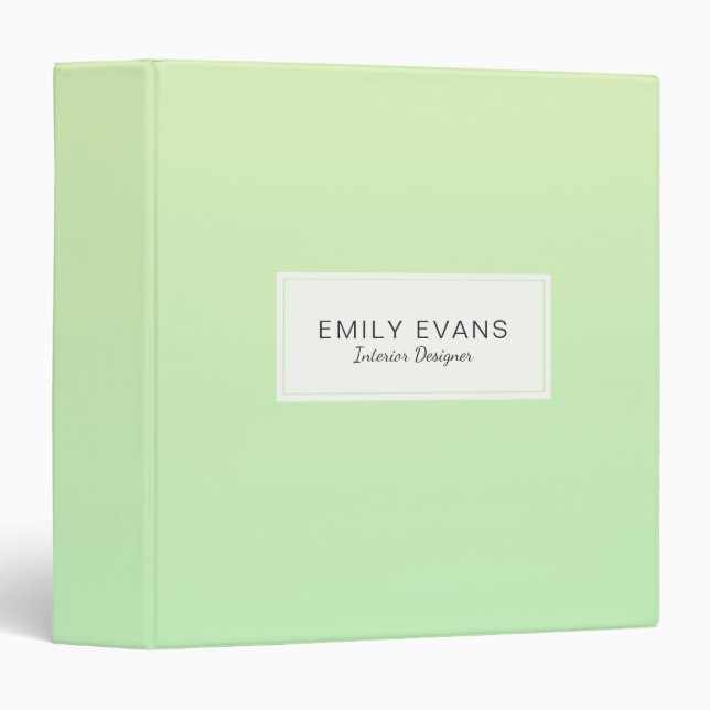 Pretty Lime Green Gradient Name Monogram Binder (Front/Spine)