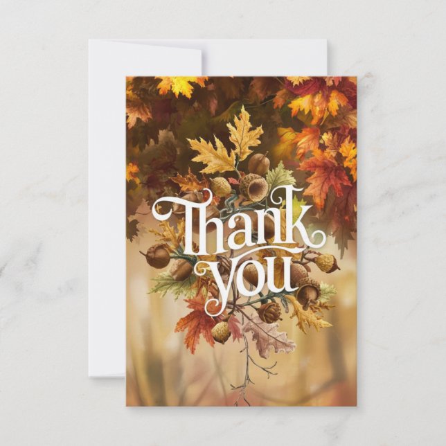 Pretty Little Autumn Fall Thank You Card (Front)