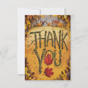 Pretty Little Autumn Fall Thank You Card