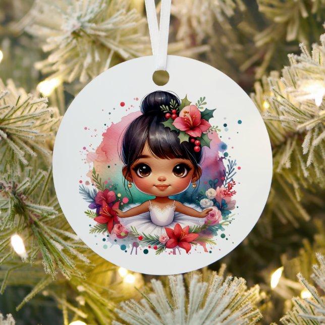 Pretty Little Ballerina Personalized Christmas Metal Ornament (Insitu)