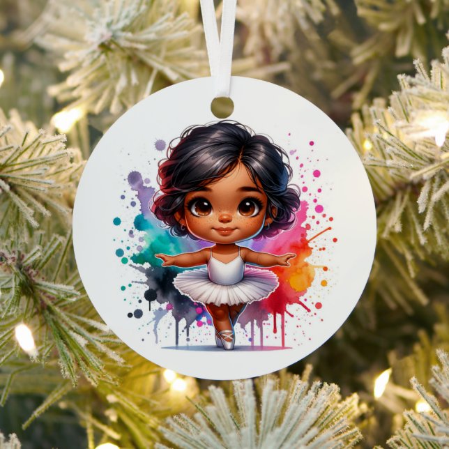 Pretty Little Ballerina Personalized Christmas Metal Ornament (Insitu)