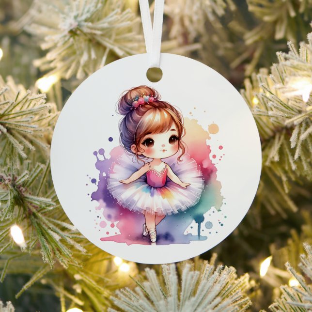 Pretty Little Ballerina Personalized Christmas Metal Ornament (Insitu)