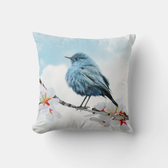 Pretty Little Bluebird Throw Pillow (Front)