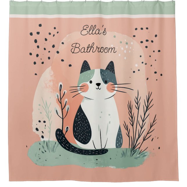 Pretty Little Boho Kitty with Name Peach and Green (Front)
