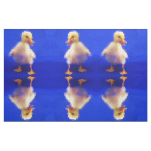 pretty little cute duck painted in blue background fabric