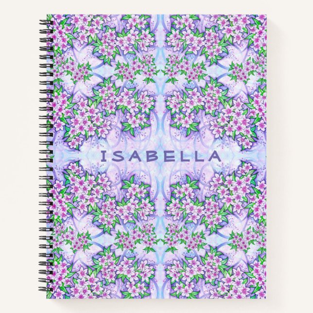 Pretty Little Flowers Personalized Spiral Notebook (Front)