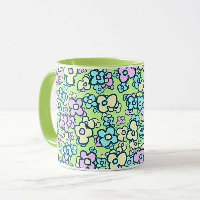 Pretty Little Folk Art Flowers Charming Cheerful Mug (Front Left)
