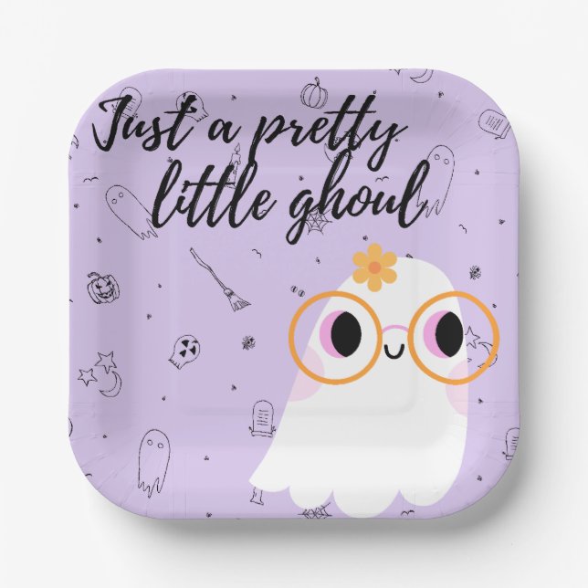 Pretty little ghoul halloween party plates (Front)
