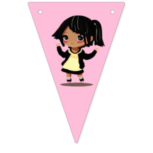 Pretty Little Girl Pink and Yellow Birthday Bunting Flags