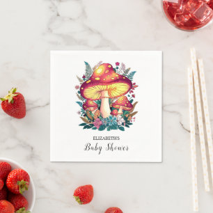 Pretty Little Mushroom Baby Shower Napkin