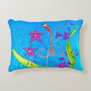 Pretty Little Orchid Bird Accent Pillow