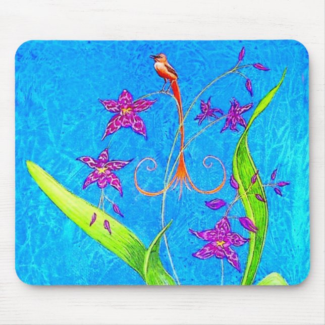 Pretty Little Orchid Bird  Mouse Pad (Front)