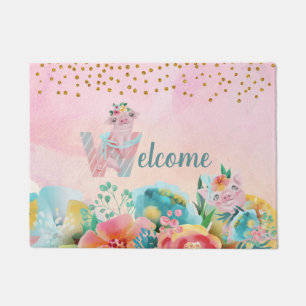 Pretty Little Pig Welcome Sign Child Room Doormat
