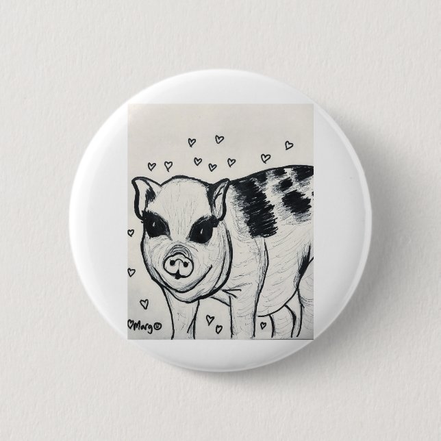 Pretty Little Piggy 2 Inch Round Button (Front)
