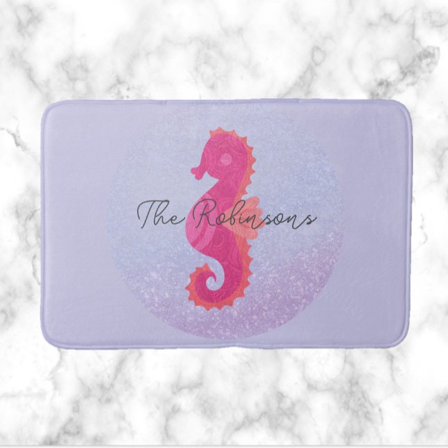 Pretty Little Pink Seahorse Bath Mat (Creator Uploaded)