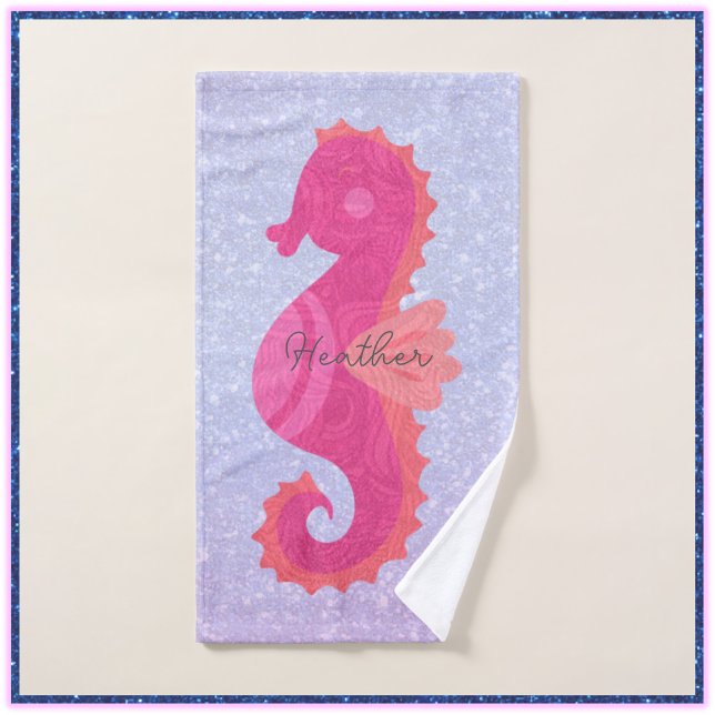Pretty Little Pink Seahorse Bath Towel Set (Creator Uploaded)