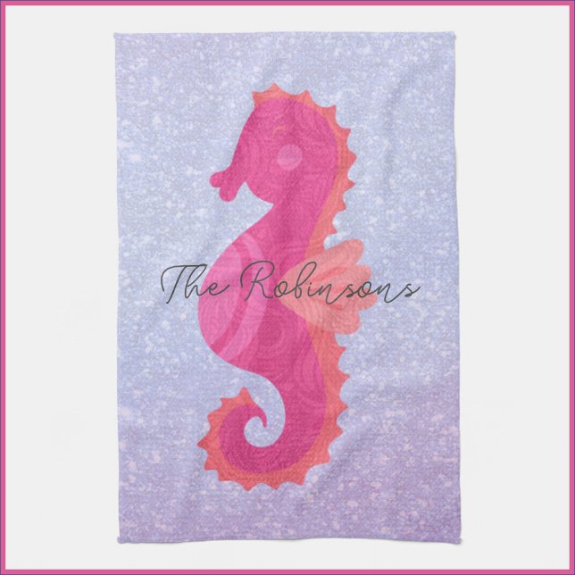 Pretty Little Pink Seahorse  Kitchen Towel (Creator Uploaded)