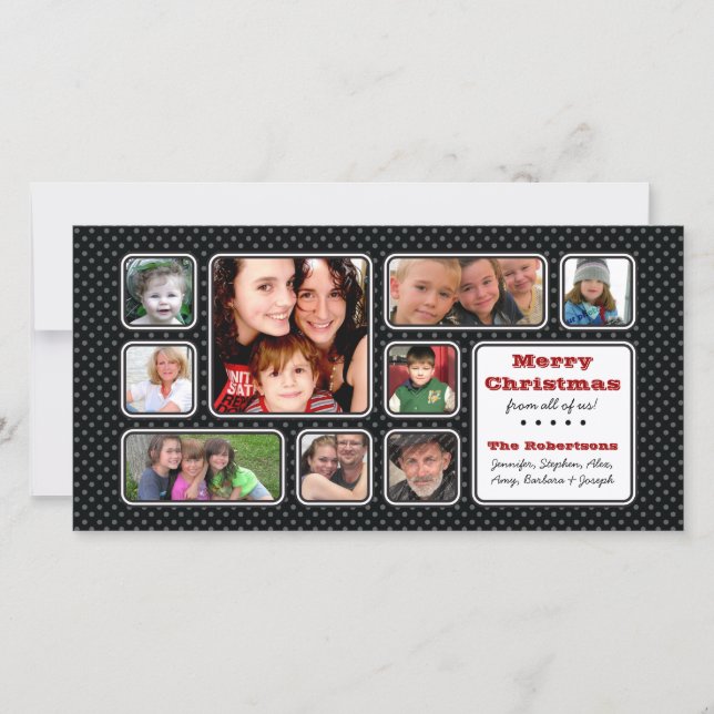 Pretty Little Polka Dot Collage Photo Card - Black (Front)