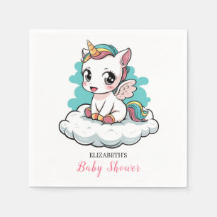 Pretty Little Unicorn Baby Shower Napkin