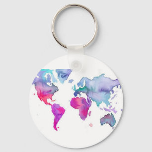 Pretty Little Watercolor Map Keychain