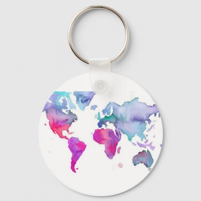 Pretty Little Watercolor Map Keychain (Front)