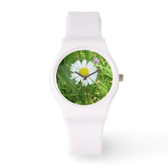 Pretty Little White and Yellow Miniature Daisy Watch (Front)
