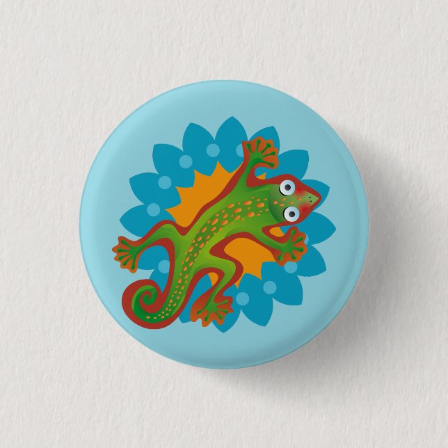 Pretty Lizard in bloom, lizard 1 Inch Round Button (Front)