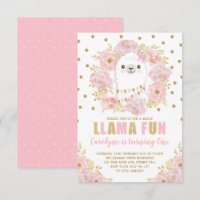 Pretty Llama / Pink Gold Floral Alpaca Birthday