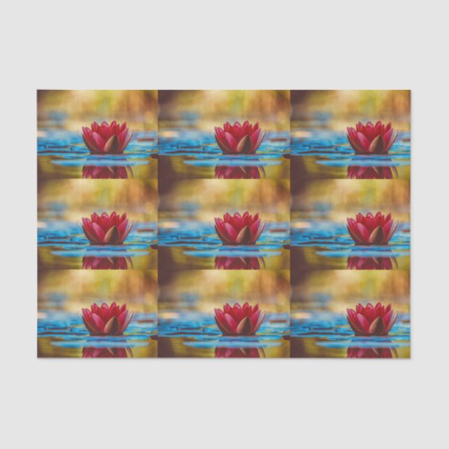Pretty Lotus Flower in a Pond Patterned Photo Tissue Paper (Front)