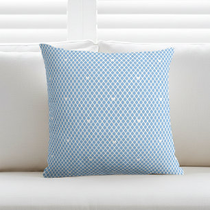 Pretty Love Heart Lattice Mesh Blue Modern Throw Pillow