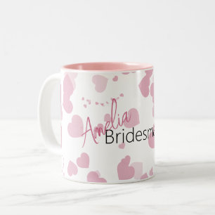 Pretty Love heart Personalized Bridesmaid  Two-Tone Coffee Mug