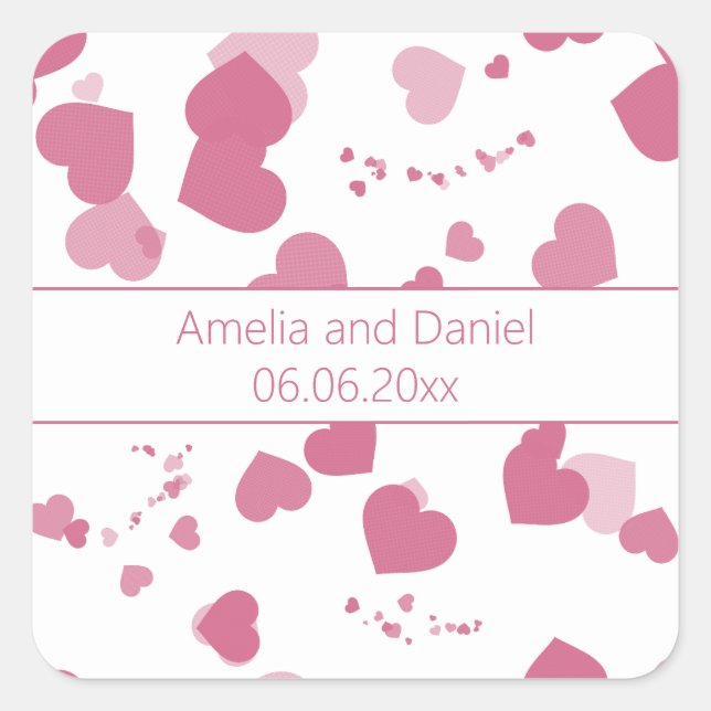 Pretty Love heart Personalized Wedding Sticker (Front)