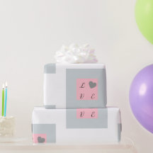 Pretty Love Text in a Square Design Pink and Gray