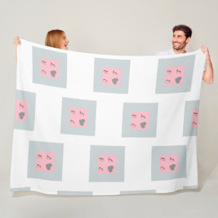 Pretty Love Text in a Square Design Pink and Grey Fleece Blanket