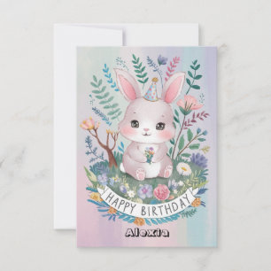 Pretty Lovely Bunny Digital Birthday  Card