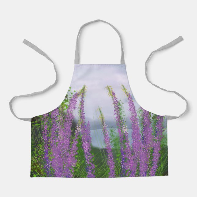 Pretty Lupine Flowers By The Lake Small Apron (Front)