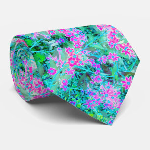 Pretty Magenta and Royal Blue Garden Flowers Tie
