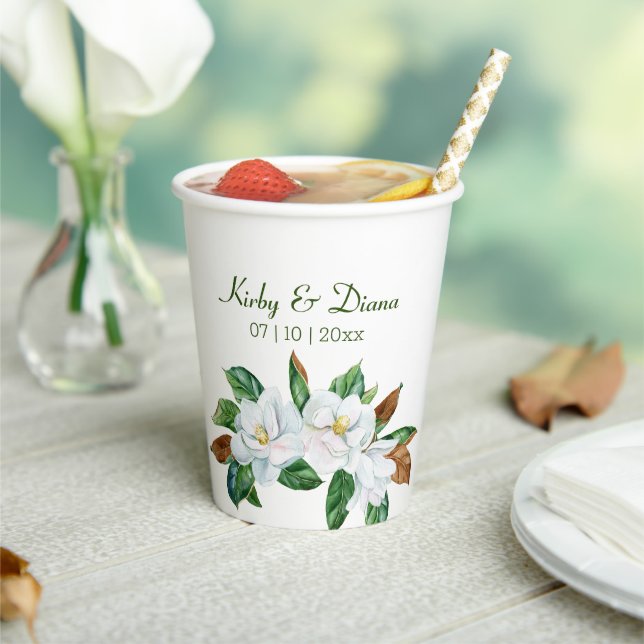 Pretty Magnolia Bouquet Wedding  Paper Cups (Insitu)