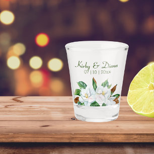Pretty Magnolia Bouquet Wedding Shot Glass