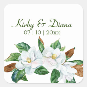 Pretty Magnolia Bouquet Wedding  Square Sticker