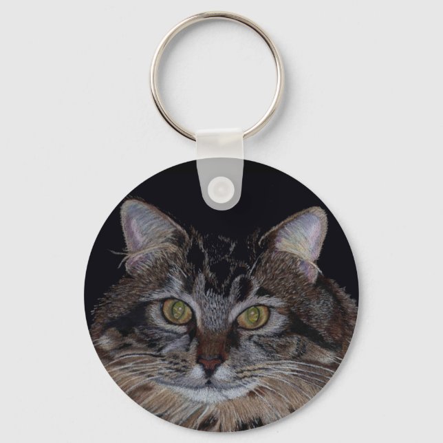 Pretty Maine Coon Cat Keychain (Front)