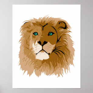 pretty male lion with blue eyes poster