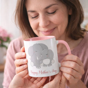 Pretty Mama and Baby Elephant Happy Mother's Day Mug