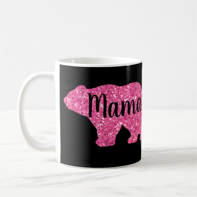 Pretty Mama bear design mothers day gift black Coffee Mug (Left)