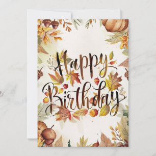 Pretty Maple Leaf Autumn Fall Happy Birthday Card