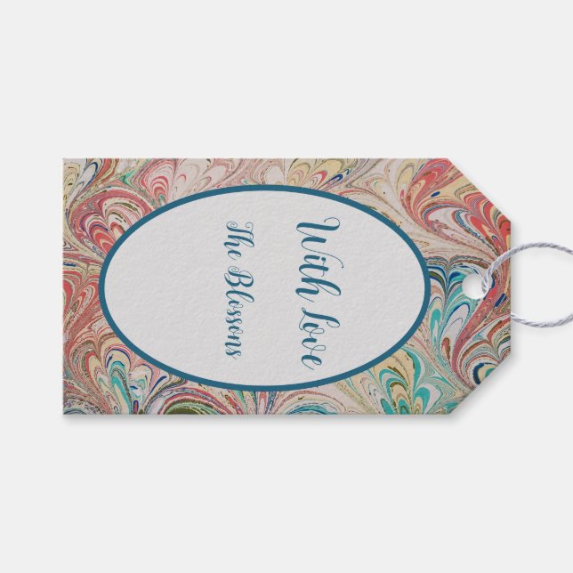 Pretty Marbled Paper Personalized Gift Tag (Front (Horizontal))