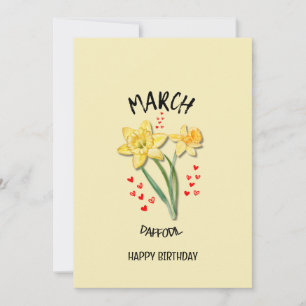 Pretty MARCH Mois de naissance DAFFODIL Carte d'an