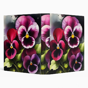Pretty maroon daek red pansies watercolor painting binder